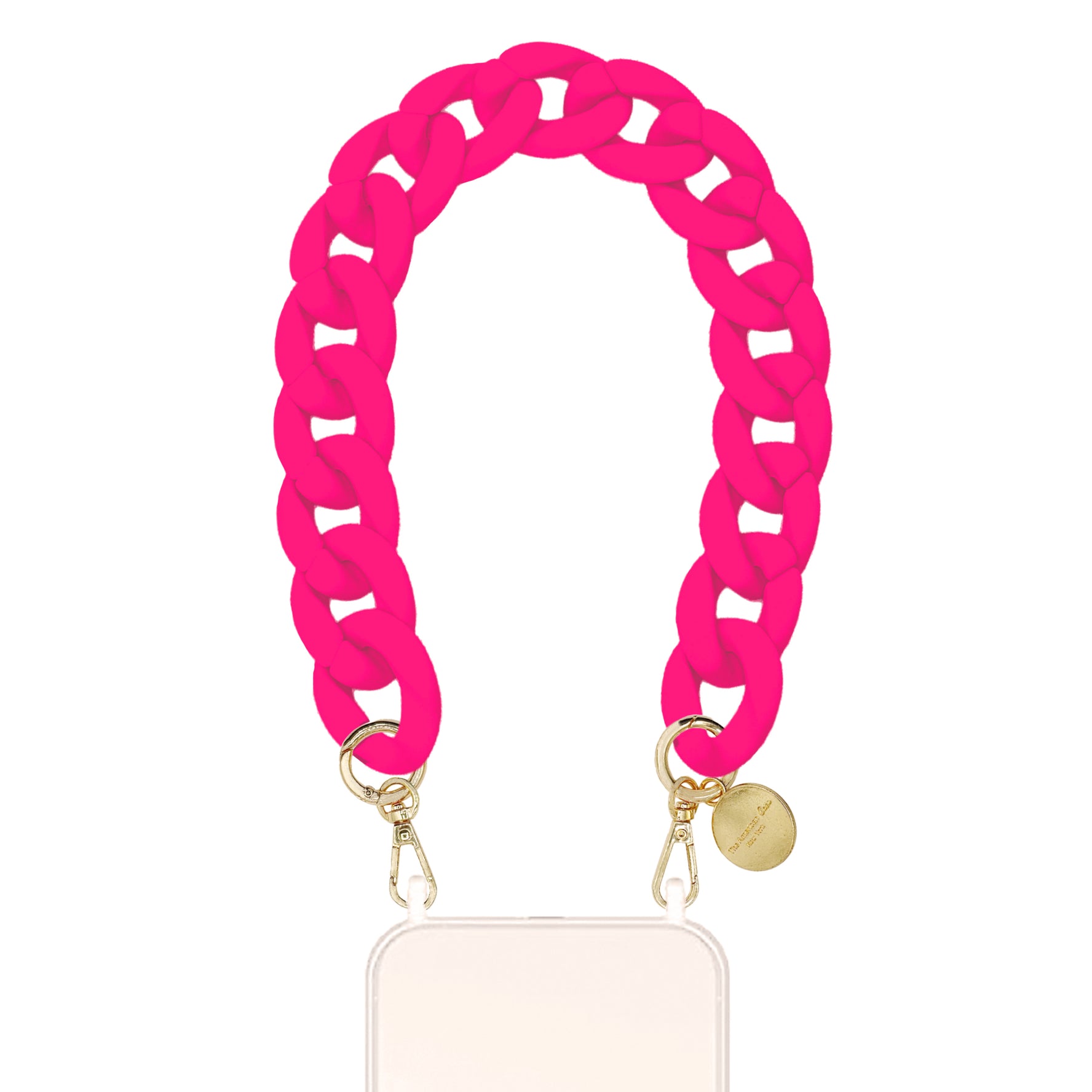 Quinn  -  Fuchsia Pink Matte Resin Bracelet Phone Chain with Golden Carabiners