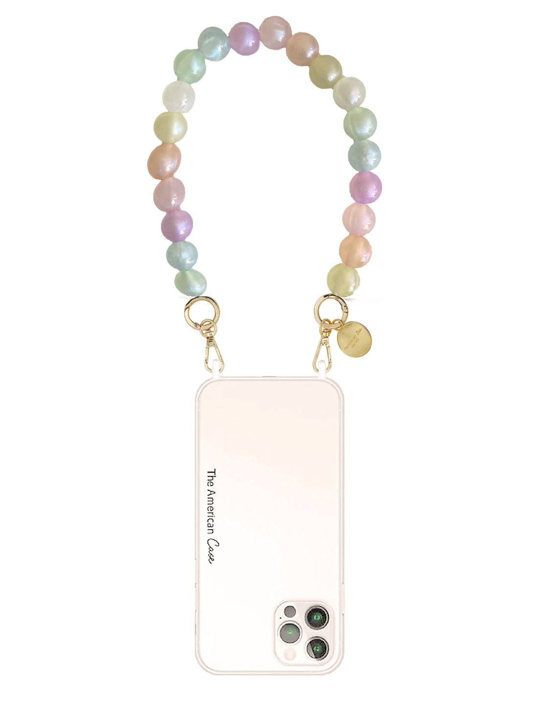 Jade - Glow in the Dark Glitter Rainbow Bead Chain With Golden Carabiners