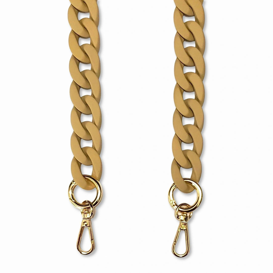 taupe color Matte Resin Phone Chain with Golden Carabiners