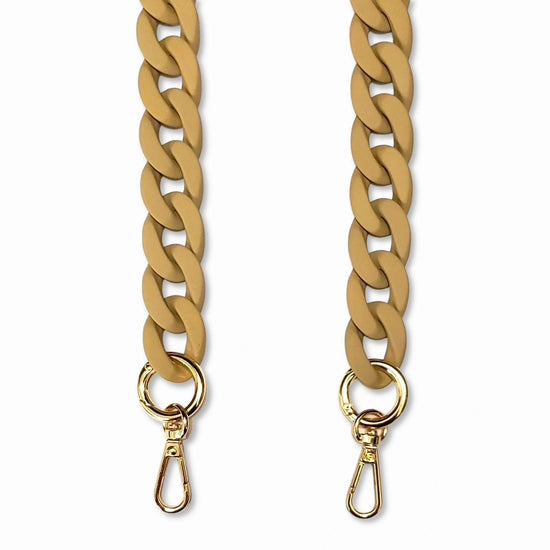 taupe color Matte Resin Phone Chain with Golden Carabiners