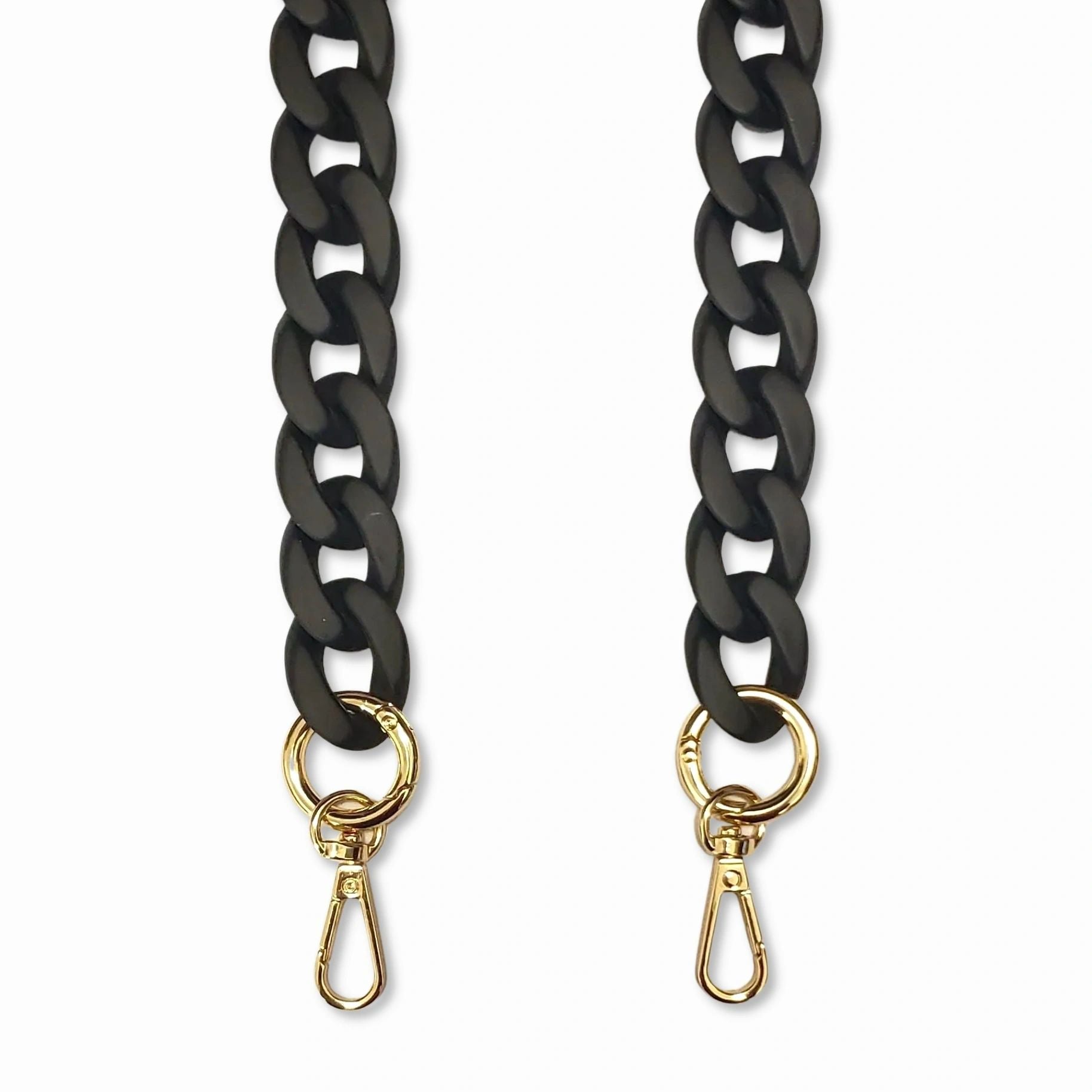 Crossbody black color Matte Resin Phone Chain with Golden Carabiners