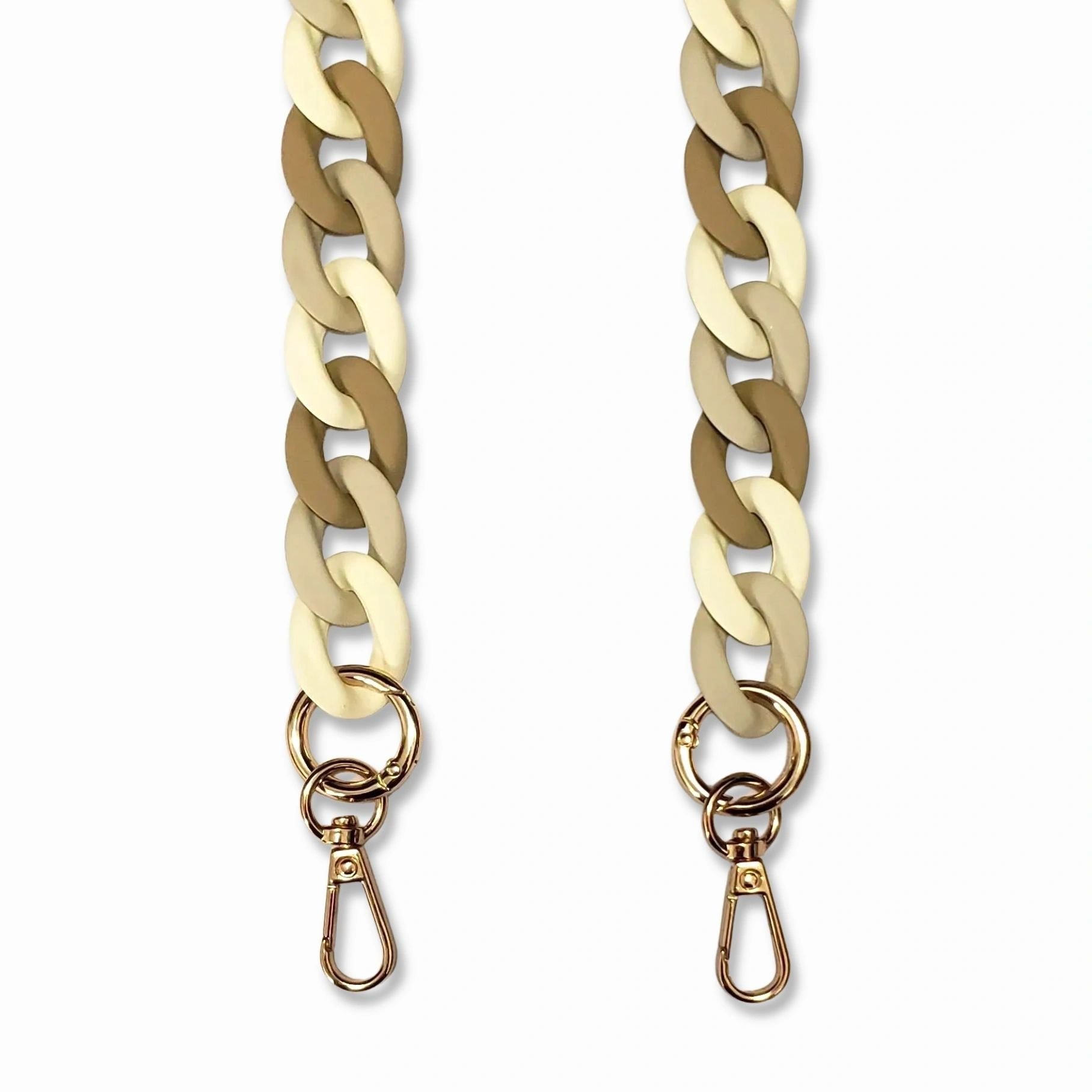 taupe off-white mix color Matte Resin Phone Chain with Golden Carabiners